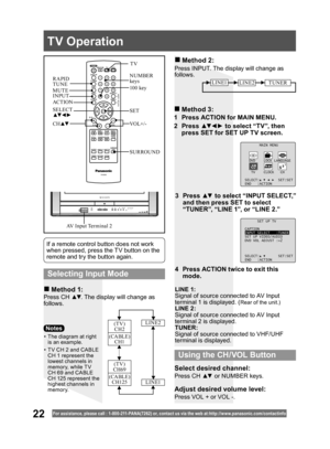 Page 2222For assistance, please call : 1- 800-211- PANA(7262) or, contact us via the web at:http://w w w.panasonic.com /contactinfo
