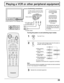 Page 3029
Playing a VCR or other peripheral equipment
LIGHT
ASPECT
MUTE
VCR
DVDAUXRCVR
TV
DTVCBLDBSCH
VOL VOL
CH MENU
INFO/RECALL
AV-ADJNORMALGAME
RH-SPLIT
EXITVCR RECGUIDE
REWSEARCH
STOPPLAYSPLITFF
FREEZETV/VCR
SLOWSWAPPAUSE
OPEN/CLOSEVCR/DBS CHANNEL
STILL
123
456
789
0
R-TUNE PROG
ACTION
POWER
TV/VIDEO
1
2
3Turn the TV on.
The input mode changes each time this button is
pressed. (See page 48 and 49)
Operate the connected equipment.
TV/VIDEO
POWER
Confirming connections
Confirm that the TV is in standby mode.A...