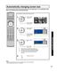 Page 7777
Advanced Op er a tion
On:  When screen size speciﬁ cation signals are 
detected, screen size is automatically changed.
Off:  The screen size is not au to mat i cal ly changed. 
(Turn Off if this function does not op er ate 
properly.)
If the received signal contains screen size speciﬁ cations in RF, VIDEO INPUT (1–3) or COM PO NENT VIDEO 
INPUT (
1–3), the screen size is automatically changed.
Press to set 
“On” or “Off”. Press to select 
  ID1.
Notes:
•  When ID1 is detected and screen size is...