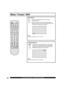 Page 3636For assistance, please call : 1-888-VIEW PTV(843-9788)
Press this button to mute the sound. Press again to 
reactivate sound. Sound is also reactivated when power 
is turned off or volume level is changed.
Projection can be switched between a frozen (still) 
picture and a moving picture each time the FREEZE 
button on the remote control unit is pressed. Press 
FREEZE button again to resume motion.
  Sound mute
Useful when answering the phone or receiving 
un ex pect ed visitors
  Freezing pictures
 ...