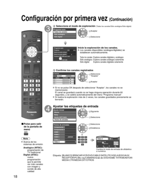 Page 1818
■ Pulse para salir 
de la pantalla de 
menú
Nota
 Acerca de los sistemas de emisión
 Analógico (NTSC):
     programación de 
TV tradicional
 Digital (ATSC):
     nueva 
programación 
que le permite 
ver más canales 
con imagen y 
sonido de alta 
calidad
 Seleccione el modo de exploración (Todos los canales/Sólo analógico/Sólo digital)
Programa autoTodos los canales
Sólo analógico
Sólo digital Aceptar
 Seleccione
Programa autoProgresoNúmero de canales análogos
Número de canales digitales
Presione...