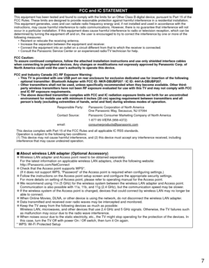 Page 77
FCC and IC STATEMENT
This equipment has been tested and found to comply with the limits for a\
n Other Class B digital device, pursuant to Part 15 of the
FCC Rules. These limits are designed to provide reasonable protection against harmf\
ul interference in a residential installation.
This equipment generates, uses and can radiate radio frequency energy an\
d, if not installed and used in accordance with the
instructions, may cause harmful interference to radio communications. Ho\
wever, there is no...