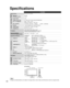 Page 5252
Specifications
4.4 ” (110 mm)40.5 ” (1,027 mm)11.7 ” (295 mm)
26.3 ” (668 mm) 28.0 ” (710 mm)
16.0 ”
(406 mm)
Note
 Design and Specifications are subject to change without notice. Mass and\
 Dimensions shown are approximate.
TC-L42U12
Power Source AC 1
 10-127 V, 60 Hz
Power 
ConsumptionMaximum
Standby condition 217 W
0.3 W
Display panelAspect Ratio
16:9
Visible screen size
(W × H × Diagonal)
(No. of pixels) 42” class (42.0 inches measured diagonally)
36.6 ” × 20.6 ” × 42.0 ”
(930 mm × 523 mm × 1,067...