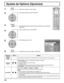 Page 4444
1
2
3
5Pulse para visualizar el menú Setup.
4
6
Elemento Efecto Ajustes
Weekly 
Command 
TimerAjuste Weekly Command Timer (temporizador de comando semanal). (vea la página 48)
Onscreen 
display
On Off
On (Encendido):  Muestra la  siguiente información en pantalla.
• Visor de encendido
• Visor del interruptor de señal de entrada
• No aparece señal
• El silenciador (Mute) y el tiempo restante de off-timer después de 
 fue presionado.
Off (Apagado):  Oculta todos los ítems de arriba de la vista.
Initial...