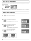 Page 4848
Divide an input image into 3 parts, and display one of them to a plasma \
display which is set vertically. The image will be enlarged 3 
times and rotated 90-degree.
SET UP for PORTRAIT
(Example)
Press to display the SET UP menu.
Press to select the PORTRAIT SETUP.
Press to display the “PORTRAIT SETUP” menu.
Press to select the PORTRAIT SETUP.
Press to select “ON” or “OFF”.
Note:
If you set PORTRAIT SETUP to ON, MULTI 
DISPLAY SETUP will be unavailable.
Press to select SEAM HIDES VIDEO.
Press to...