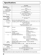 Page 4646
TH-103PF9UK
Power Source 240 V AC, 50/60 Hz (single phase)
Power Consumption
Power on 1,550 W
Stand-by condition Save OFF 1.5 W, Save ON 1.3 W
Power off condition 0.5 W
Plasma Display panelDrive method : AC type 103-inch,
16:9 aspect ratio
Screen size
89.5” (2,269 mm) (W) × 50.5” (1,277 mm) (H) 
× 103.0” (2,604 mm) (diagonal)
(No.of pixels) 2,073,600 (1,920 (W) × 1,080 (H))
[5,760 × 1,080 dots]
Operating condition
Temperature 32 °F - 104 °F (0 °C - 40 °C)
Humidity 20 % - 80 %
Applicable signals
Color...