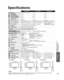 Page 3939
FAQs, etc.
 Specifications
 Care and Cleaning
Specifications
Note
  Design and Specifications are subject to change without notice. Mass and\
 Dimensions shown are approximate.
* Based on IEC 62087 Ed.2 section 11.6.1 measurement method.
TH-32LRU20 TH-37LRU20 TH-42LRU20
Power Source AC 1
 10-127 V, 60 Hz
Power 
ConsumptionRated Power 
Consumption 106 W
159 W206 W
On mode Average 
Power Consumption* 62 W
84 W113 W
Standby condition 0.8 W 0.8 W0.9 W
Display panelAspect Ratio16:9
Visible screen size
(W ×...