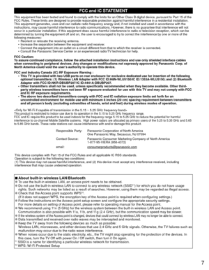 Page 77
FCC and IC STATEMENT
This equipment has been tested and found to comply with the limits for a\
n Other Class B digital device, pursuant to Part 15 of the 
FCC Rules. These limits are designed to provide reasonable protection against harmf\
ul interference in a residential installation. 
This equipment generates, uses and can radiate radio frequency energy an\
d, if not installed and used in accordance with the 
instructions, may cause harmful interference to radio communications. Ho\
wever, there is no...