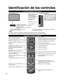 Page 1414
Identificación de los controles
Nota
 
●El televisor consume una pequeña cantidad de energía eléctrica \
incluso estando apagado. 
●No coloque ningún objeto entre el sensor de control remoto del televi\
sor y el mando a distancia.
Controles/indicadores del televisor
 Transmisor de mando a distancia
Parte delantera del TV Parte posterior del TV
Subir/Bajar el volumen
 Indicador de alimentación
(conectada: rojo, desconectada: apagado) Selecciona canales 
en secuencia
Sensor del control remoto Dentro de...