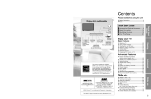 Page 323
Viewing
Advanced
FAQs, etc.
Quick Start Guide
VIERA Link™ is a trademark of Panasonic  Corporation.VIERA CAST™ is a trademark of Panasonic Corporation.SDHC Logo is a trademark.
HD3D Sound ViVA
Manufactured under 
license from BBE Sound,  Inc.Licensed by BBE Sound, Inc. under one or more of the following US patents:  5510752, 5736897. 
BBE and BBE symbol are registered  trademarks of BBE Sound, Inc.
HDMI, the HDMI logo and High-Definition Multimedia Interface are trademarks or 
registered trademarks of...