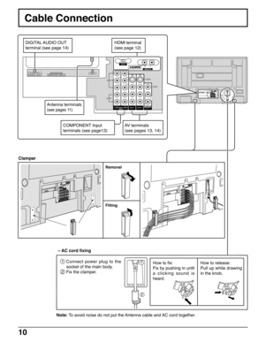 Page 1010
Cable Connection
2
1
AV  INAUDIO
 INR           
LIN
SERV
ICE O
NLYANTY
PBPRPBPR
C
O
MPON
EN
T VI
DE
O
 INP
UT IN
PU
T 1 INP
U
T 
2
OU
TPU
T
S V
ID
EO
12L
R
VI
DEO
A
U
D
IO INAV  INAUDIO
 INR           
LIN
SERVICE O
NLYANTY
PBPRPBPR
C
O
MPON
E
NT VI
DE
O
 INP
UT IN
PU
T
 1 INP
UT
 
2
OU
TPU
T
S V
ID
EO
12L
R
VI
DEO
A
U
D
IO IN
Y
PBPRY
PBPRCOMPONENT VIDEO
 INPUT INPUT 1  INPUT 2 OUTPUTS VIDEO12LRVIDEO
AUDIO INAV  I N
R           L
AUDIO INDIGITAL
AUDIO OUTSERVICE ONLYANTENNA
Cable InIN
DIGITAL
AUDIO...