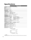 Page 4242
TH-42PD60U, TH-42PD60X
Power SourceAC 120 V, 50 / 60 Hz (TH-42PD60U)
AC 110 - 127 V, 50 / 60 Hz (TH-42PD60X)
Power
Consumption
Maximum 345 W
Standby condition 0.2 W
Plasma Display 
panelDrive method AC type
Aspect Ratio 16:9
Contrast Ratio (max) 10000:1
Visible screen size
(W × H × Diagonal)
(No.of pixels)106 cmV
36.3 ” × 20.4 ” × 41.6 ”
(920 mm × 518 mm × 1,056 mm)
408,960 (852 (W) × 480 (H))
[2,556 × 480 dots]
SoundSpeaker 4.8 ” × 2.4 ” (120 mm × 60 mm) × 2pcs, 8 Ω
Audio Output 20 W [10 W + 10 W]...