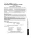 Page 4545
FAQs, etc.
Panasonic Canada Inc.
PANASONIC PRODUCT - LIMITED WARRANTY
Panasonic Canada Inc. warrants this product to be free from defects in material and workmanship and agrees to 
remedy any such defect for a period as stated below from the date of original purchase.
In-home Service will be carried out only to locations accessible by roads and within 50 km of an authorized 
Panasonic service facility.
LIMITATIONS AND EXCLUSIONS
This warranty does not apply to products purchased outside Canada or to...