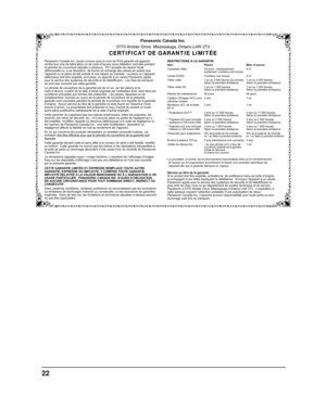 Page 49Item
Cassettes vidéo
Cartes P2/SD
Têtes vidéo
Têtes vidéo D5 
Articles de maintenance
Capteur d’images DCC pour 
caméras couleur
Moniteurs ACL de la série 
BT-H
* Projecteurs DLP™
* 
Projecteurs ACL avec luminosité
supérieure à 2 500 lumens ANSI
* Projecteurs ACL avec luminosité
inférieure à 2 500 lumens ANSI
Ampoules pour projecteurs
Écrans à plasma 103 po
Unités de disque dur Pièces
30 jours - remplacement 
seulement  (contenu non inclus)
(Contenu non inclus)
1 an ou 2 000 heures (au prorata) Selon la...