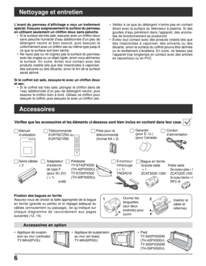 Page 1336
12
TV
1234567809
CH
VOL
CHVOLOK+-
Accessoires
Nettoyage et entretien
L’avant du panneau d’affichage a reçu un traitement
spécial. Essuyez soigneusement la surface du panneau
en utilisant seulement un chiffon doux sans peluche.
• Si la surface est très sale, essuyez avec un chiffon doux
sans peluche humecté d’eau additionnée d’un peu de
détergent neutre et bien essoré, puis essuyez-la
uniformément avec un chiffon sec du même type jusqu’à
ce que la surface soit bien sèche.
• Ne rayez pas ou ne cognez pas...