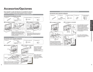 Page 3989
Guía rápida para la 
puesta en marcha Accesorios/Opciones
D
D
Para impedir la caída del televisor de pantalla de plasmaAccesorios/Opciones
Para televisor con pantalla de plasma de 42’’
Accessories for pedestal security1 Banda (1)
2 Tornillo (3)
3 Tornillo de madera (1)
4 Abrazadera  (2)
Diámetro nominal de 
4 mm x 10
vSi se asegura a la base
vSi se asegura a una pared
Tornillo 
2Banda
1
Tornillo de madera
3
Apriete con tornillos para madera en los 
agujeros del borde trasero de la encimera 
de...