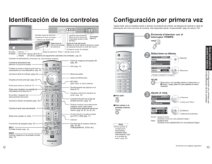 Page 411213
Guía rápida para la 
puesta en marcha Configuración por primera vez Identificación de los controles
Ajuste inicial
Idioma
Reloj
Programa autoIdiomaIdioma
Español
Ajuste inicial
Idioma
Reloj
Programa autoReloj
Fecha
Hora
4 / 1 / 2006
9 : 43 AM
-
Configuración por primera vez“Ajuste inicial” sólo se visualiza cuando el televisor se enciende por primera vez después de conectar el cable de 
alimentación de CA en una toma de corriente. Sólo disponible cuando “Autoencendido” (pág. 32) está en “No”....