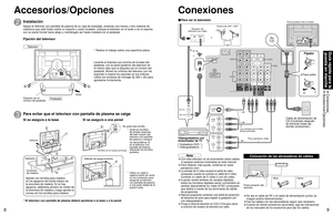 Page 2789
Guía rápida para la 
puesta en marcha
 Conexiones Accesorios/Opciones
DIGITAL
AUDIO
OUT SERVICE
ONLY
ANT
IN OUT
ANT IN
ANT OUTS Video
OUT
Video
OUT
Audio
OUTL
R
Video
IN
Audio
INL
R
Y
PBPRY
PBPRCOMPONENT VIDEO
 INPUT INPUT 1  INPUT 2 OUTPUTS VIDEO12L
RVIDEO
AUDIO INDIGITAL
AUDIO
OUT SERVICE
ONLY
ANT
2Instalación
3Para evitar que el televisor con pantalla de plasma se caiga
* Realice el trabajo sobre una superficie plana.
Levante el televisor por encima de la base del 
pedestal, con la parte posterior...