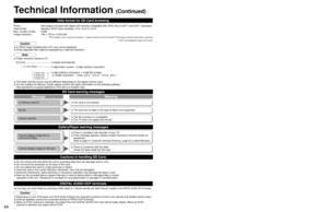 Page 44
44
45
FAQs, etc.

 Technical Information

DCIM
P1000001.JPG
P1000002.JPG
P1000003.JPG
P1000004.JPG
100_PANA
DIGITAL AUDIO OUT terminals
You can enjoy your home theater by connecting a Dolby Digital (5.1 chann\
el) decoder and “Multi Channel” amplifier to the DIGITAL AUDIO OUT terminals. 
Caution
• Depending on your DVD player and DVD-Audio software the copyright protec\
tion function may operate and disable optical output.
• External speakers cannot be connected directly to PROG OUT terminals.
• When an...