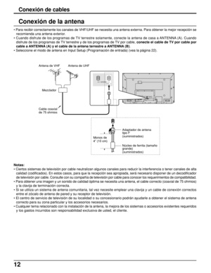 Page 1212
B        ANTENNA        ACable   In
Notas:
• 
Ciertos sistemas de televisión por cable neutralizan algunos canales para reducir la interferencia o tener canales de alta
calidad (codificados). En estos casos, para que la recepción sea apropiada, será necesario disponer de un decodificador
de televisión por cable. Consulte con su compañía de televisión por cable para conocer los requerimientos de compatibilidad.
• Para obtener una imagen y un sonido de calidad óptima se necesita una antena, el cable...