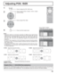 Page 1919
Adjusting POS. /SIZE
00000
NORMALNORMALIZE
POS. /SIZE
V-POS H-POS
V-SIZEH-SIZE
CLOCK PHASE
1Press to display the POS. /SIZE menu.
Press to select H-POS / H-SIZE / V-POS / V-SIZE / 
CLOCK PHASE.
Press to adjust POS. /SIZE.
Press to exit from adjust mode.
During “VIDEO (S VIDEO)”,
“COMPONENT” and “DVI” input signal.
During “RGB / PC” input signal.
3 2
Notes:
• Adjustment details are memorized separately for different input signal formats 
(Adjustments for component signals are memorized for 525 (480) /...