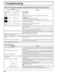 Page 4242
Troubleshooting
Before you call for service, determine the symptoms and make a few simple checks as shown below.
Symptoms
Checks
Picture Sound
InterferenceNoisy SoundElectrical Appliances
Cars / Motorcycles
Fluorescent light
Normal PictureNo SoundVolume
(Check whether the mute function has been activated on the remote control.)
No PictureNo SoundNot plugged into AC outlet
Not switched on
PICTURE and BRIGHTNESS/Volume setting
(Check by pressing the power switch or stand-by button on the remote...