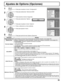 Page 55Options 
Weekly Command Timer
1/3  
Initial INPUT Onscreen displayOn
Off
Off Off
0
0Maximum VOL level
Initial VOL levelOffINPUT lockOffButton lockOffRemocon User level
Memory lock
Options 
Enable Off-timer function Normal Initial Power Mode 0 ID select Off Remote ID Off Serial ID Off Display size Off Studio W/B Off Studio Gain 
2/3 
 
3/3 Options 
O f f 
Off
Off
Clock Display
Rotate
Off
All AspectManual
Auto Setup
Slot2
Serial Slot Select Slot power 
Off
Power On Screen Delay
55
Ajustes de Options...