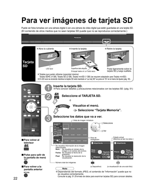 Page 2322
Diaposi.R Y G B 
Adquiriendo
RETURN SelecciónOK
Num. 
101-0365
Fecha
 01/01/2007
Pixel 
1600x1200 Total 
Información12101-0365 
 101-0366 
 101-0367 
 101-0368 
 
101-0369 
 101-0370 
 101-0371 
 101-0372 
 
101-0373 
 101-0374 
 101-0375 
 101-0376 
 
Visualizador 
de fotos
Adquiriendo 
Diaposi.R Y G B 
RETURN 
Adquiriendo 
individualR Y G B 
Pausa
Siguíente
RETURN Rota.PrevioPrevioSiguíente
Para ver imágenes de tarjeta SD
Puede ver fotos tomadas con una cámara digital ó con una cámara de vídeo...