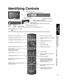 Page 1717
Quick Start 
Guide
 Identifying  Controls Basic Connection (TV + Home Theater + DVD Recorder)
-
SUBSUBMENUMENU
-
Identifying Controls
• The TV consumes a limited amount of power as long as the power cord is inserted into the wall outlet.
Note
Switches TV to On or Standby
Viewing from SD Card (p. 22-23)
The equipment selection button (p. 24)
Changes the input mode (p. 24)
Displays Sub Menu (p. 20, 30)
Colored buttons 
(used for various functions)
(for example p. 22, 36)
Channel up/down
Changes aspect...