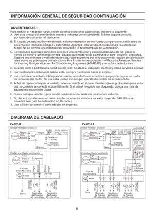 Page 5

      
                                                                        \
          No se permite una modificacion, reparacion o desensamblaje sin\
 autorizacion. A
DVE RTE NCIA S :
Para red ucir el riesgo d e fuego, shock e lectrico o lesione s a personas,  observe  lo siguie nte:
A. Use  esta uni dad sola mente de  la manera indica da por el fabric ante. Si tiene alg una consulta, 
     por  favor de contactar   el fab ricante.
B. Eltrabajo deinstalacion yel cableado electricodeberian...