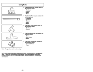 Page 28- 28 -- 29 -
Uso de herramientas
Utilisation des accessoires
➢
L
La
a 
 H
He
er
rr
ra
am
mi
ie
en
nt
ta
a 
 p
pa
ar
ra
a 
 h
he
en
nd
di
id
du
ur
ra
as
s 
 p
pu
ue
ed
de
e 
 s
se
er
r
u us
sa
ad
da
a 
 e
en
n:
:
 M
Mu
ue
eb
bl
le
es
s
 C
Co
oj
ji
in
ne
es
s
 C
Co
or
rt
ti
in
na
as
s
 E
Es
sc
ca
al
le
er
ra
as
sP
Pa
ar
re
ed
de
es
s
➢
E
El
l 
 C
Ce
ep
pi
il
ll
lo
o 
 d
de
e 
 c
co
or
rt
ti
in
na
as
s 
 p
pu
ue
ed
de
e 
 s
se
er
r 
 u
us
sa
ad
do
o
e en
n:
:
 M
Mu
ue
eb
bl
le
es
s
 C
Co
or
rt...