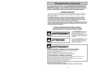 Page 3- 3 -
- 50 -
WARRANTY
Panasonic Canada Inc.
5770 Ambler Drive, Mississauga, Ontario L4W 2T3
PANASONIC PRODUCT - LIMITED WARRANTY
Panasonic Canada Inc. warrants this product to be free from defects in material and workmanship and agrees to remedy
any such defect for a period as stated below from the date of original purchase.
Vacuum Cleaner -  One (1) year, parts and labour
LIMIT
ATIONS AND EXCLUSIONS
This warranty does not apply to products purchased outside Canada or to any product which has been...