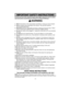 Page 5IMPORTANT SAFETY INSTRUCTIONS
To reduce the risk of fire, electrical shock, injury: When using your vacuum cleaner,
basic precautions should always be followed, including the following:
WARNING
1. Readall instructions in this manual before assembling or using your vacuum cleaner.
2. Useyour cleaner only as described in this manual. Use only with Panasonic
recommended attachments.
3. Disconnectelectrical supply before servicing or cleaning out the brush area. Failure
to do so could result in electrical...