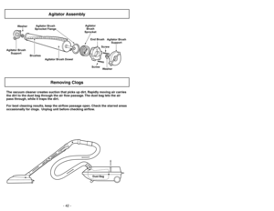 Page 42- 42 -
-11 -
On-Off SwitchInterrupteur
Interruptor de endendido-apagado
Cord Rewind ButtonPédale de rappel du cordon
Almacenamiento del cordóneléctrico
Attachment StorageAlmacenamiento para accesoriosLogement des accessoires
Canister HoodTapa del receptàculo Couvercle du chariotHood ReleaseLoquet de dégagement
Pestillo de la tapa
Rating PlateVoltímetro Plaque signalétique
Bag HolderPorte-sac
Sujetador de la bolsa
Dust Bag(Type C-5)Bolsa para polvo Sacàpoussière
Motor Safety Filter
(Behind Dust Bag)Filtre...