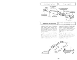 Page 45-12 -
- 45 -
P PA
AR
RT
TS
S 
 I
ID
DE
EN
NT
TI
IF
FI
IC
CA
AT
TI
IO
ON
N
I
Id
de
en
nt
ti
if
fi
ic
ca
ac
ci
ió
ón
n 
 d
de
e 
 p
pi
ie
ez
za
as
s
N
No
om
me
en
nc
cl
la
at
tu
ur
re
e
HandlePoignée
Mango
Suction ControlRéglage de la puissance de l’aspiration
Control de aspiratión
Hose Latch TabLanguette de blocage du tuyau
Hose latch tab
Crevice ToolSuceur plat
Herramienta para hendidurasDusting BrushCepillo para sacudir BrosseàépousseterFloor BrushBrosseàplanchers
Cepillo para pisosFabric...