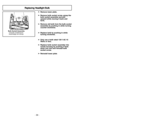 Page 30- 19 -
Cordón eléctrico
Para operar la aspiradora
FonctionnementCordon d’alimentation
Nota:Para reducir el riesgo de choque eléctrico,
esta aspiradora cuenta con una clavija
polarizada, uno de los contactos es más ancho
que el otro. La clavija sólo puede insertarse de
una manera en el enchufe. Si la clavija no cabe
bien en el enchufe, inviértala. Si aún no cabe,
llame a un electrista para que instale un enchufe
correcto. No altere la clavija de ninguna manera.
No altere la cla
vija de ninguna maner
a....