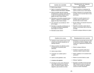 Page 29- 29 -
1)
➢ ➢
Step on handle release pedal to
change handle position.4)
➢ ➢
Use low position for cleaning under
furniture.3)➢ ➢
Move vacuum to middle position for
normal use.2)
➢ ➢
Move vacuum to upright position for
storage and tool use.
Handle Adjustments
NOTE: To reduce the risk of electrical shock, this vacuum has a polarized plug, one
blade is wider than the other. This plug will fit in a polarized outlet only one way. If
the plug does not fit fully in the outlet, reverse the plug. If it still does...