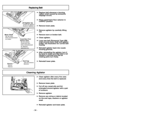 Page 36➢ ➢
Se abre automáticamente para proveer
el aire fresco al motor cuando hay unos
residuos o cuando es necesario
cambiar la bolsa de polvo.
➢ ➢
Es posible que el protector del motor se
abra cuando se usan las herramientas
➢ ➢
Si se abre el protector del motor, la
aspiradora hará un sonido poquito
diferente.
Nota:No obstruye el protector de motor.
Limpieza para orillas
Nettoyage latéral
➢
➢
Use la característica de limpieza para
orillas para aspirar con facilidad cerca
de las paredes y los muebles.
➢Cette...