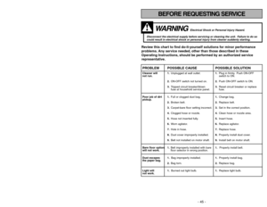 Page 45- 8 -
CONSUMER INFORMATION.................................................................................................... 2
IMPORTANT SAFETY INSTRUCTIONS....................................................................................5
PARTS IDENTIFICATION........................................................................................................ 10...