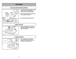 Page 16- 16 -- 37 -Cambio de la bombilla
Remplacement de l’ampoule 
de la lampe
➢S’assurer que l’interrupteur est à la
position « OFF ».
➢
Débrancher le cordon dalimentation de la
prise dalimentation.
➢Appuyer sur la pédale de dégagement
du manche et tourner le manche vers le
bas de sorte que laspirateur soit à plat
sur le plancher.
➢Retirer la lentille de la lampe en la
dégageant des fentes. 
➢Retirer l’ampoule usée de sa douille en
tirant dessus.
➢Installer la nouvelle ampoule dans la
douille en poussant...