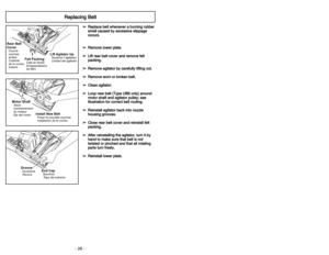 Page 26- 26 -
1)
➢Ne brancher qu’une fois l’assemblage
terminé.
➢Retirer la vis du manche.
➢Insérer le manche.
2)
➢Insérer la vis.
➢Serrer la vis.
3)
➢Insérer le cordon d’alimentation à
l’intérieur du crochet.
4)
➢Enrouler le cordon autour du crochet.
➢Fixer la fiche au cordon d’alimentation à
l’aide de son agrafe.
Colocación del mango
Montaje
Assemblage
Montage du manche
1)➢No enchufe hasta que el montaje esté
completo.
➢Quite el tornillo del mango.
➢Meta el mango con los sujetadores del 
cordón en la parte...