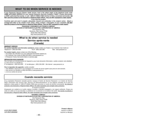 Page 48Before operating your vacuum
cleaner, please read these
instructions completely.
Avant d’utiliser l’appareil, il est
recommandé de lire
attentivement ce manuel.
Antes de usar su aspiradora, lea
completamente estas
instrucciones por favor.VACUUM CLEANER
Aspirateur
Aspiradora
MC-V5744
Operating Instructions
Manuel d’utilisation
Instrucciones de operación
CØ1ZBZCØØØØØ
PANASONIC CONSUMER ELECTRONICS COMPANY
DIVISION OF MATSUSHITA ELECTRIC CORPORATION OF AMERICA
One Panasonic Way
Secaucus, New Jersey 07094...