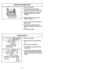 Page 30- 19 -
➢El anillo de manguera y el soporte del
anillo de manguera están diseñados
para impedir que la aspiradora no
volque cuando se utilizan las
herramientas.
➢Coloque el anillo para manguera en el
soporte del anillo para manguera como
se ve en el diagrama.➢Se debe colocado el selector en la
posición para BARE FLOOR (TOOLS)
cuando pasa la aspirador en los suelos
sin alfombra y cuando se usan las
herramientas.
➢El agitador no rueda en la posición para
BARE FLOOR (TOOLS).
➢Se debe colocado el selector en...