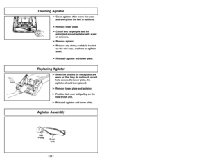 Page 34- 34 -
1)
➢Ne brancher qu’une fois l’assemblage
terminé.
➢Retirer la vis du manche.
➢Insérer le manche avec le crochet de
rangement du cordon à l’arrière de
l’aspirateur.
2)
➢Insérer la vis.
➢Serrer la vis.
3)
➢Insérer le cordon d’alimentation à
l’intérieur du crochet.
4)
➢Enrouler le cordon autour du crochet.
➢Fixer la fiche au cordon d’alimentation à
l’aide de son agrafe.
Colocación del mango
Montaje
Assemblage
Montage du manche
1)➢No enchufe hasta que el montaje esté
completo.
➢Quite el tornillo del...