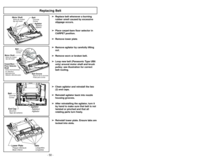 Page 50- 50 -- 19 -
Caracteríticas
Caractéristiques
Boquilla de ajuste automático
Tête d’aspiration autoréglable
➢
La boquilla de su aspiradora vertical
Panasonic se ajusta automáticamente
a la altura de cualquier pelo de
alfombra.
➢
Esta característica permite que la
boquilla flote fácilmente en las
superficies del pelo de alfombra.
➢
No se requieren los ajustes manuales.
➢
Cette tête daspiration de l’aspirateur
Panasonic incorpore un dispositif qui
règle automatiquement la hauteur des
brosses selon la...