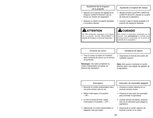 Page 29- 29 -
- 44 -
To assemble dust bin:
➢
➢ Reinstall upper portion of dust bin
onto air guide so that the locking
screws pass through the holes in
the upper portion.
➢ ➢ Using alignment marks on the
fastener ring and dust bin, place
fastener ring onto dust bin and
rotate to lock in place. 
➢ ➢ Place the dust bin lid on the upper
portion of the dust bin using
alignment slots, and rotate until the
lid locks in place.
➢ ➢ Reinstall pre-filter by using the
alignment ribs on the pre-filter to
align with the ribs...