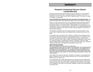 Page 41- 8 -
- 41 -
TABLE OF CONTENTS
CONSUMER INFORMATION.................................................................................................... 2
IMPORTANT SAFETY INSTRUCTIONS ...................................................................................5
PARTS IDENTIFICATION....................................................................................................... 12
FEATURE...