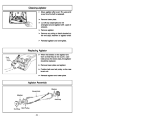 Page 34- 34 -
1)
➢Ne brancher qu’une fois l’assemblage
terminé.
➢Retirer la vis du manche.
➢Insérer le manche avec le crochet de
rangement du cordon à l’arrière de
l’aspirateur.
2)
➢Insérer la vis.
➢Serrer la vis.
3)
➢Insérer le cordon d’alimentation à
l’intérieur du crochet.
4)
➢Enrouler le cordon autour du crochet.
➢Fixer la fiche au cordon d’alimentation à
l’aide de son agrafe.
Colocación del mango
Montaje
Assemblage
Montage du manche
1)➢No enchufe hasta que el montaje esté
completo.
➢Quite el tornillo del...