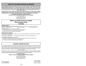 Page 48Before operating your vacuum
cleaner, please read these
instructions completely.Avant d’utiliser l’appareil, il est
recommandé de lire
attentivement ce manuel.
Antes de usar su aspiradora, lea
completamente estas
instrucciones por favor.
CØ1ZCBYØØØØØ
PANASONIC CONSUMER ELECTRONICS COMPANY
DIVISION OF MATSUSHITA ELECTRIC CORPORATION OF AMERICA
One Panasonic Way
Secaucus, New Jersey 07094
World Wide Web Address
http://www.panasonic.com If your Panasonic Vacuum Cleaner needs service, look in the yellow...