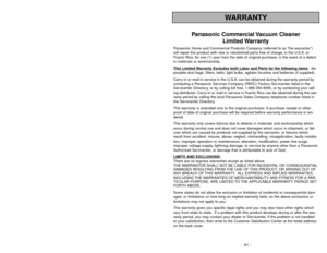 Page 41- 8 -
- 41 -
TABLE OF CONTENTS
CONSUMER INFORMATION............................................................................................. 2
IMPORTANT SAFETY INSTRUCTIONS ............................................................................5
GROUNDING INSTRUCTIONS.........................................................................................10
PARTS IDENTIFICATION................................................................................................ 12
FEATURE...